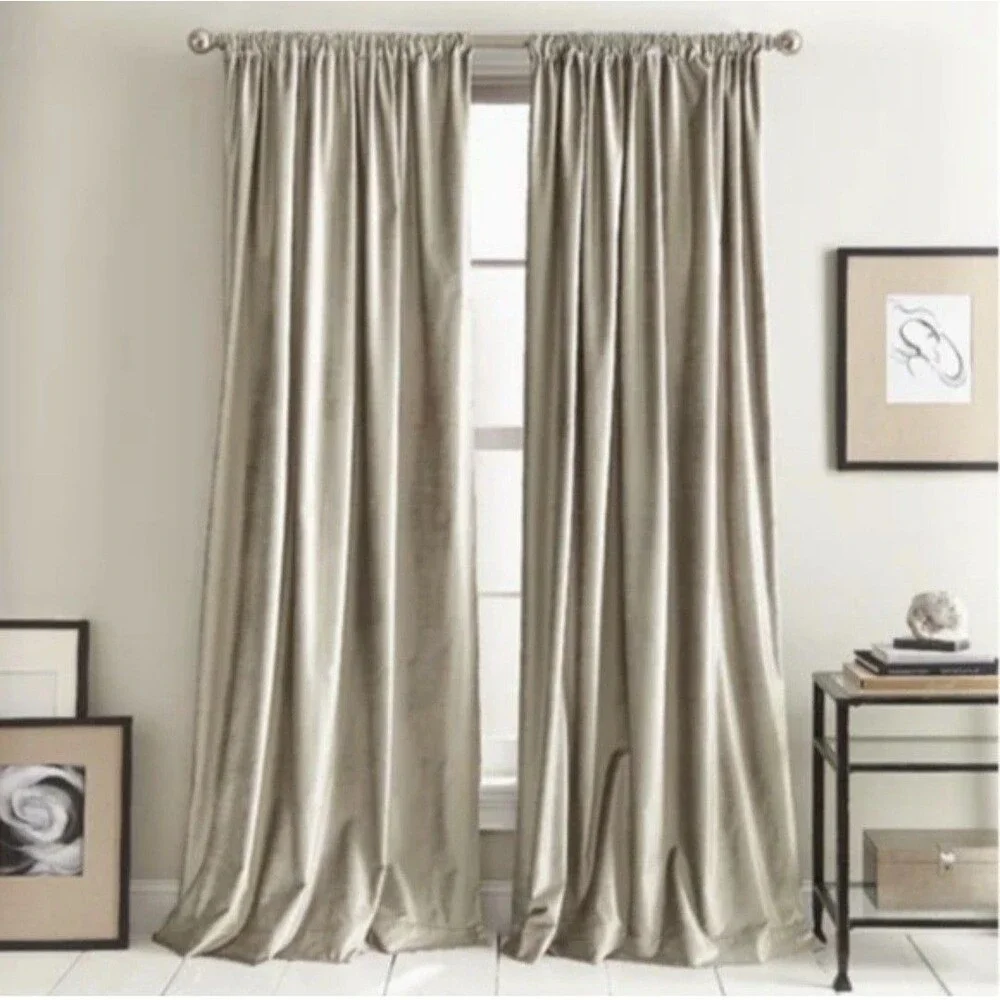 Rodeo Home Velvet Blackout Curtain Panel (3) Ivory DRA/FELIX 54x96